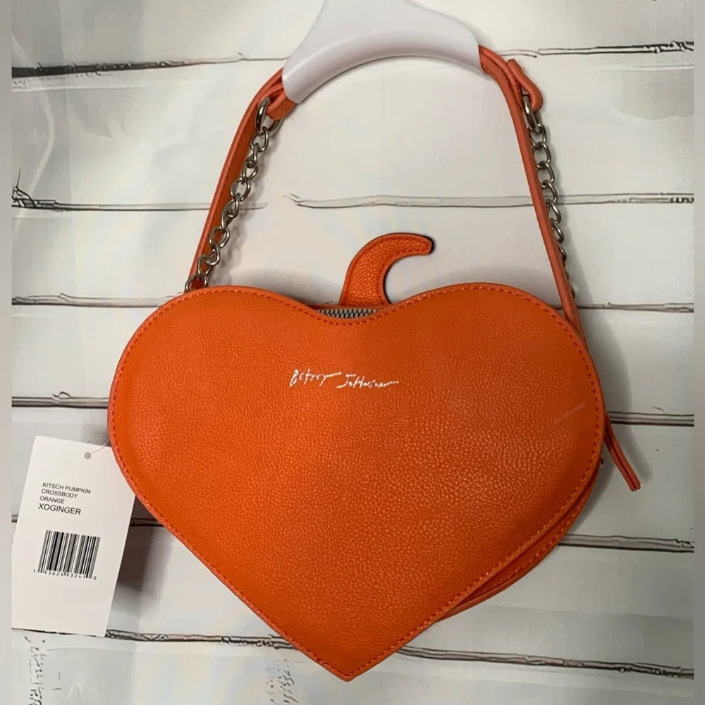 Betsey Johnson Kitsch Crossbody Pumpkin Bag Orange XOGINGER NWT - Picture 4 of 12